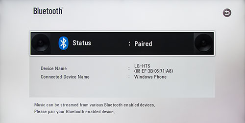 LG LAB540W Bluetooth Menu